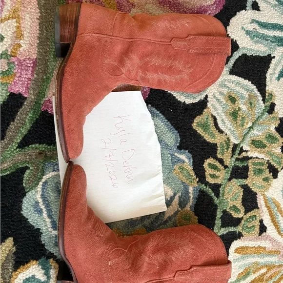 Tecovas Women's Heeled Boots in Coral Suede - Picture 1 of 3